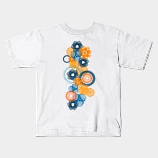 Oranges and Bluebells: a Patterned Spirograph Collage Kids T-Shirt